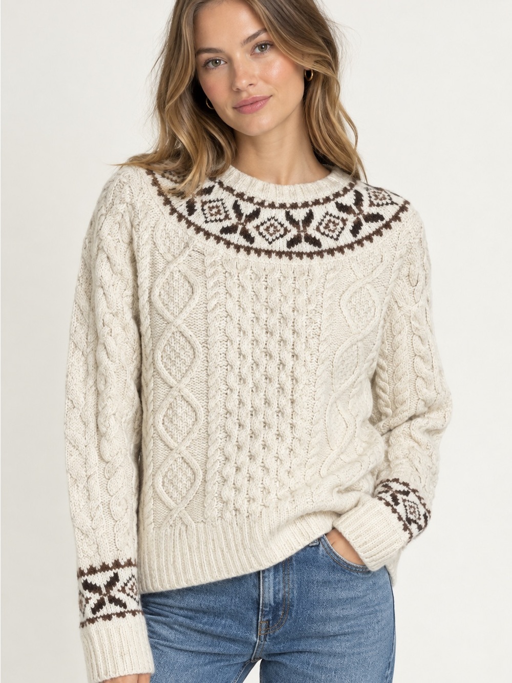 Ralph Lauren Wool Cable Knit Fair Isle Sweater